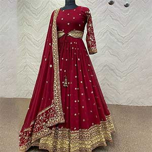 Semi-Stitched Embroidery Floor Touch Anarkali Party dress